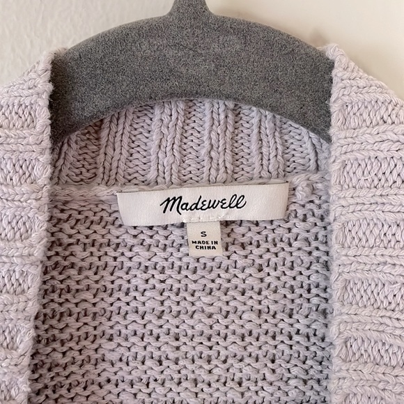 MADEWELL Ruffle Cotton Cardigan in Light Lilac Gray - Picture 4 of 14